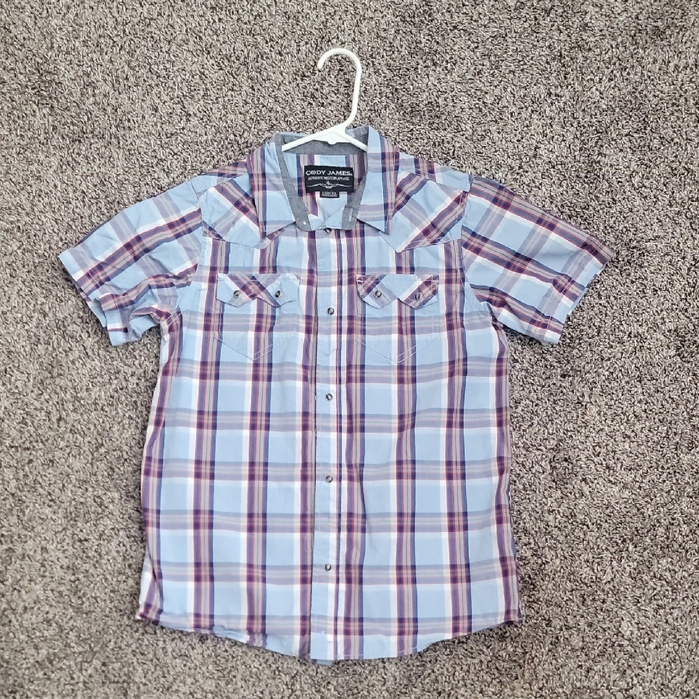 Cody James Blue Plaid Boys Shirt
